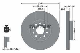 VW GOLF8 FREN DİSKİ ÖN 20- TEXTAR 5WA615301