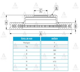 HYUNDAI TUCSON ÖN FREN DİSKİ 07/-SANTAFE 06/- ix35SPORTAGE 11/-i30-CEED 12/-  SPORTAGE 11/- 300mm MAHER