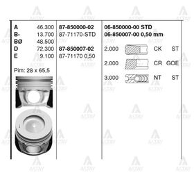 HYUNDAI TUCSON  SANTAFE  SPORTAGE PİSTON SEKMANLI 2.0 CRDI STD GOETZE
