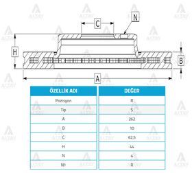 HYUNDAI ACCENT ARKA FREN DİSKİ 11/- BLUE  RIO 12/- 262mm MAHER