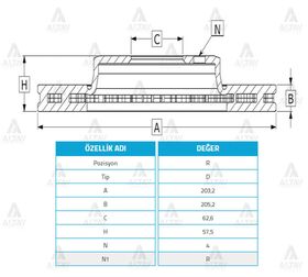 HYUNDAI ACCENT ARKA FREN KAMPANASI 06/-  ERA  i20 203mm MAHER