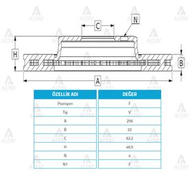 HYUNDAI ACCENT ÖN FREN DİSKİ ERA  RIO 05/-  i20 256mm MAHER
