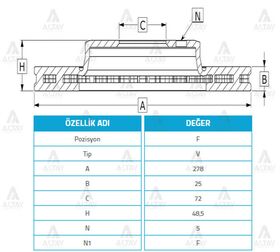 MAZDA 3 ÖN FREN DİSKİ 03-08  09/- 278mm MAHER