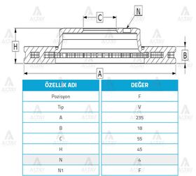 MAZDA 323 ÖN FREN DİSKİ 90-95 121 235mm 18mm MAHER