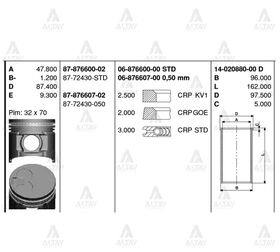 MAZDA B2500 PİSTON SEKMANLI ÇELİK STD GOETZE