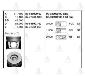 MAZDA B2500 PİSTON SEKMANLI BT-50 STD GOETZE