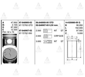 MAZDA B2500 PİSTON SEKMANLI ÇELİK TURBO STD GOETZE