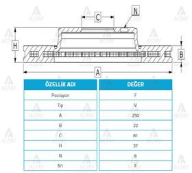 NISSAN PICKUP ÖN FREN DİSKİ 86-98 D-21  98-06 D-22 250mm MAHER