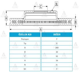 NISSAN PICKUP ÖN FREN DİSKİ 98-06 4x2 260mm MAHER