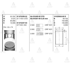 NISSAN PICKUP PİSTON SEKMANLI TD-27 PİM 30mm 0.50 GOETZE