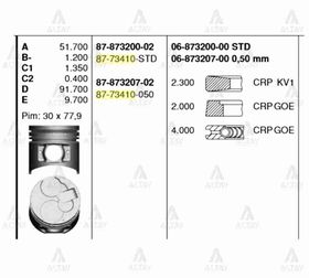 MITSUBISHI CANTER FE-511 711 PİSTON SEKMANLI 4M40 0.50 GOETZE