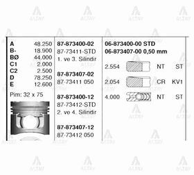 MITSUBISHI L200 PİSTON SEKMANLI 06/-  16V TDİ 2-4 0.50 GOETZE