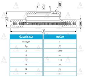 MITSUBISHI CANTER FE-511 711 ÖN FREN DİSKİ  ROSA 288mm MAHER