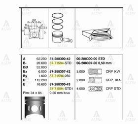 MITSUBISHI CANTER FE659 PİSTON SEKMANLI STD FE639 FE519 FE839 GOETZE