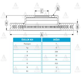 MITSUBISHI L300 ÖN FREN DİSKİ 86-10 258mm MAHER
