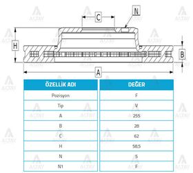 TOYOTA HILUX ÖN FREN DİSKİ 06-11 4X2 255mm MAHER