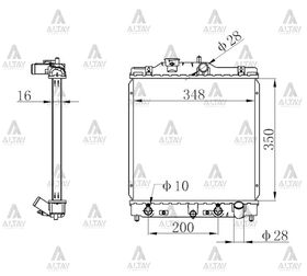 HONDA CIVIC SU RADYATÖRÜ 92-00 OTOMATİK 16mm (Brazing) MAHER