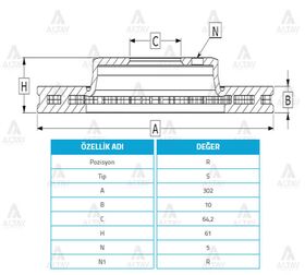 HONDA CRV ARKA FREN DİSKİ 05-07 302mm MAHER