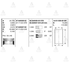 HYUNDAI i20 GÖMLEK 1.2 G4LA 71mm  i10 13/- STD GOETZE