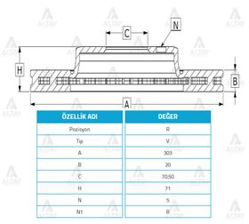 CHEVROLET CAPTIVA ARKA FREN DİSKİ 07/-  ANTARA 07/- 303mm WOD