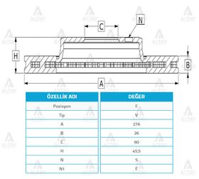 CHEVROLET CRUZE ÖN FREN DİSKİ 09/-  ASTRA J 06/-   MOKKA 12/- 268mm WOD