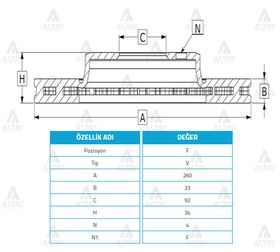 HONDA ACCORD ÖN FREN DİSKİ 90-02 ROVER 618620 260mm WOD