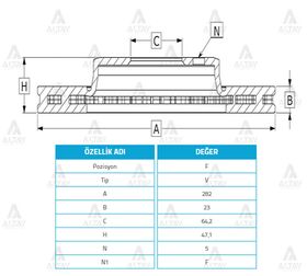 HONDA CIVIC ÖN FREN DİSKİ 06/-  SEDAN-H.B.  CIVIC 12/-  CRV 03-07 282mm WOD