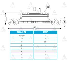 HONDA CIVIC ÖN FREN DİSKİ 88-91  CARRY 98/-  ROVER 213216 231mm WOD