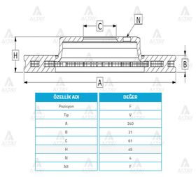 HONDA CIVIC ÖN FREN DİSKİ 92-01 1.4 240mm WOD