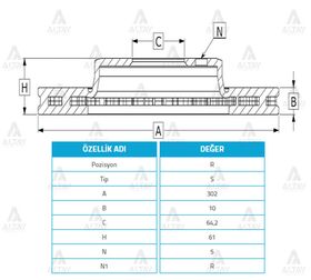 HONDA CRV ARKA FREN DİSKİ 05-07 302mm WOD