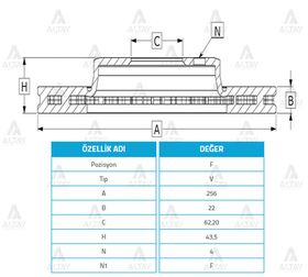 HYUNDAI ACCENT ÖN FREN DİSKİ 11/- BLUE  RIO 12/- 256mm WOD