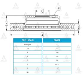 HYUNDAI ELANTRA ÖN FREN DİSKİ 11/-  16/- 280mm  KIA CEED 11/- WOD