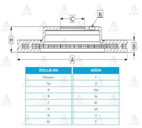 HYUNDAI STAREX ÖN FREN DİSKİ 97-02  LİBERO 254 mm WOD