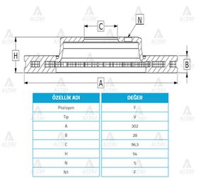 KIA SORENTO ÖN FREN DİSKİ 302mm WOD