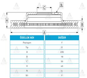 MAZDA 323 ÖN FREN DİSKİ 90-95 121 235mm 18mm WOD