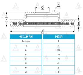 MAZDA 3 ÖN FREN DİSKİ 03-08  09/- 278mm WOD