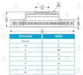 MITSUBISHI CANTER FE-511 711 ÖN FREN DİSKİ  ROSA 288mm WOD