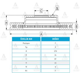 MITSUBISHI L200 ÖN FREN DİSKİ 99/- 4x4  PAJERO 00/-  MONTERO 276mm WOD