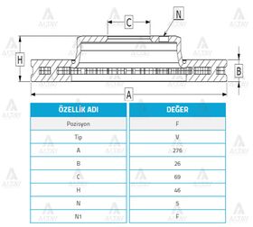MITSUBISHI LANCER ÖN FREN DİSKİ 08/- 276mm WOD