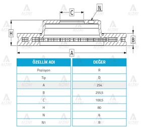 NISSAN PICKUP ARKA FREN KAMPANASI D21  D22 254mm WOD