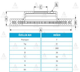NISSAN PICKUP ÖN FREN DİSKİ 98-06 4x2 260mm WOD