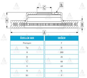 NISSAN PRIMERA ÖN FREN DİSKİ 02/-  X-TRAIL  MAXIMA 98/- 280mm WOD