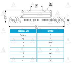 NISSAN QASHQAI ÖN FREN DİSKİ 07/-  X-TRAIL 08/-  JUKE  RENAULT KOLEOS 296mm WOD