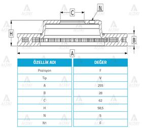 TOYOTA HILUX ÖN FREN DİSKİ 06-11 4X2 255mm WOD
