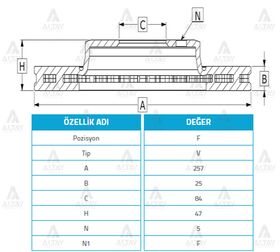TOYOTA HILUX ÖN FREN DİSKİ 88-06 LN-85  LN-145 4x2  HİACE 82-95  WW TARO 89-00 275mm WOD