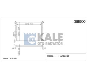 HYUNDAI i20 SU RADYATÖRÜ (MT) 08-14 1.2 1.4 500x388x16 KALE