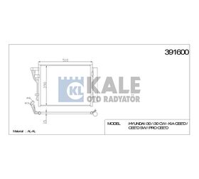 HYUNDAI i30 KLİMA RADYATÖRÜ 07-11 CEED DİZEL 512x391x16 KALE