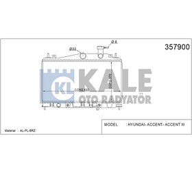 HYUNDAI SU RADYATÖRÜ (AT) ACCENT 06- ERA BENZİNLİ 370x648x16 KALE