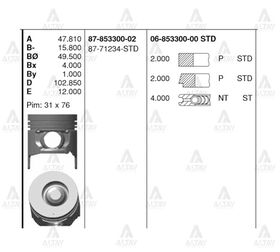 ISUZU D-MAX PİSTON SEKMANLI 2.5 4JA1-TD 4*2 04-07 93.00mm STD GOETZE