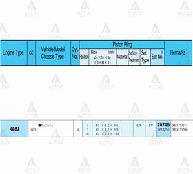 MITSUBISHI CARISMA SEKMAN TAKIM 1.6L  95-06  81.00mm  4G92  STD (GAZ NİTRİT KAPLAMA) RIK